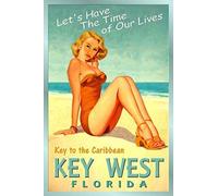Bonoff Key West Florida Ocean Beach Pin Up Girl Travel Time of Our Lives Targa vintage in metallo alluminio da parete poster in metallo decorazione antica regalo di inaugurazione della casa 30,5 x