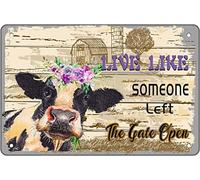 Bonoff Live Like Someone Left The Gate Open, Vintage Metal Tin Signs Retro Garage Signs for Men Decorazioni da parete Old Car Shop Poster Oil and Gas Station Sign Man Cave Decor 30,5 x 40,6 cm