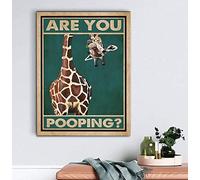 Bonoff Poster con giraffa e scritta in inglese "Are You Pooping", per bagno, bagno, decorazione per bagno, stile vintage, 30,5 x 20,3 cm