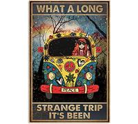 Bonoff Poster da parete con scritta "What A Long Strange Trip It'S Been Hippie", in metallo, 20 x 30 cm