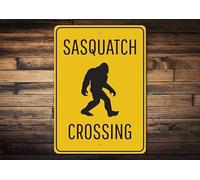 Bonoff Sasquatch Sign, Sasquatch Crossings, segno animale mistico, segno incrociato, segno croce per Sasquatch, decorazione della stanza, cartello in metallo, metallo di qualità, 14 x 20,3 cm