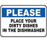 Bonoff Segnale di avvertimento Please Place Your Dirty Dishes in The Dishwasher Road Sign Tin Metal Sign Garage Bar Kitchen Rule Decorazione Umoristica da parete Amico Regalo di Compleanno Pittura
