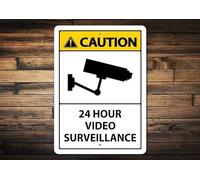 Bonoff Strong 24 Hr Camera Sign, Camera Surveillance Sign, Camera Sign, Camera Sign, Metal Custom Sign, Regalo in Metallo Personalizzato, Telecamera di Sorveglianza, Telecamera 30,5 x 40,6 cm