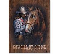 Bonoff Targa in metallo Cowgirl by Choice Western Rodeo Cowboy Rustico Decorazione per la casa Targa in metallo 30,5 x 20,3 cm