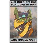 Bonoff Targa in metallo retrò vintage Biker and Into The Forest I Go Find My Soul, decorazione da parete per bar, ristoranti, caffetterie, club, 30,5 x 20,3 cm