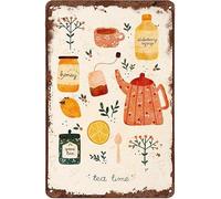 Bonoff Tea Time, divertente cartello in metallo con scritta in inglese "Tea Time", decorazione da parete in metallo, 20 x 30 cm