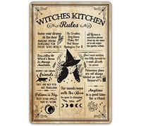 Bonoff Vintage Witches Kitchen Rules Citazione Vintage Metallo Stagno Cartello Garage Decor Man Cave Sign Targa in latta Vintage Retro Outdoor Street Garage Metallo Alluminio Tin Sign 30,5 x 40,6 cm