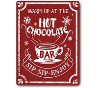 Bonoff Warm up at The hot Chocolate Vintage Outhouse Targa in metallo vintage cartello garage casa decorazione da parete poster vintage 30,5 x 20,3 cm