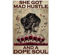 Bonoff Wine Girl Back Shadow She Got Mad Hustle and Dope Soul, poster vintage in metallo e alluminio, decorazione da parete in metallo, decorazione antica, regalo di inaugurazione della casa, 30,5 x