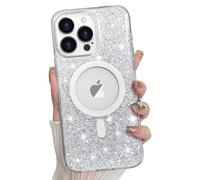 Bonoma per Max Case, scintillante glitter Bling posteriore, supporto magnetico per custodia MagSafe antiurto, protezione trasparente e trasparente ad alta resistenza per Max Case -Glitter Crystal