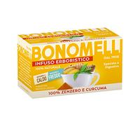 Bonomelli Infusi Erboristici, Zenzero e Curcuma, Confezione da 16 Filtri, Gusto Speziato e Digestivo, Infusione a Caldo e a Freddo, Ingredienti 100% Naturali