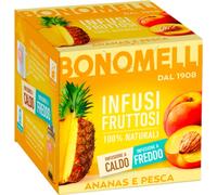 Bonomelli Infusi Fruttosi, Ananas e Pesca, Confezione da 12 Filtri, Gusto Dolce e Vellutato, Infusione a Caldo e a Freddo, Ingredienti 100% Naturali (24g)