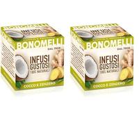 Bonomelli Infusi Gustosi, Zenzero e Cocco, Confezione da 20 Filtri, Sapore Intrigante ed Energetico, Senza Caffeina, da Gustare a Caldo o a Freddo, Ingredienti 100% Naturali (20g)