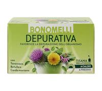Bonomelli Tisane Funzionali, Depurativa, 16 Filtri, con Cardo Mariano, Sambuco e Tarassaco, Integratore Alimentare, Infusione a Caldo e a Freddo (32g)