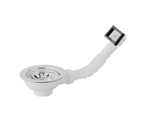 Bonomini Piletta Basket in PVC Bianca per lavelli con troppo pieno QUADRO - 1"1/2 x Diam. 90