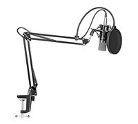 BONOOL Microfono a condensatore 700 Supporto per braccio a forbice con sospensione regolabile per microfono da registrazione cablato da 3,5 m con supporto antiurto e kit di morsetti di montaggio
