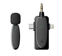 BONOOL Microfono lavalier 3 in 1 con funzione di monitoraggio audio Microfono con portata di 120 m per fotocamera del computer
