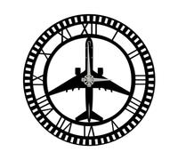 BONPERLA Orologio da parete in metallo, design con sagoma di aeroplano, numeri romani, silenzioso, senza ticchettio, decorazione per pilota, viaggiatore, casa, ufficio e camera dei bambini (90 x 90 cm