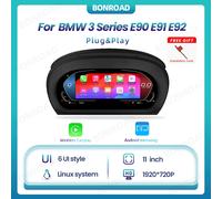 Bonroad Linux 11 Pollici 1920*720P Wireless Carplay Android Car Strumento Digitale Cluster Per BMW Serie 3 E90 E91 E92 Cruscotto Auto Cluster Tachimetro Pannello di Visualizzazione Cockpit Airplay