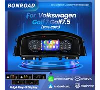 BONROAD Quadro Strumenti Digitale LCD con CarPlay e Android Auto per VW MK Golf 7/7.5 2013-2020, Pannello Cruscotto con Tachimetro