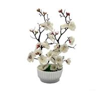 Bonsai artificiale a basso sforzo per una bellezza costante in interni, resiste allo sbiadimento e mantiene la forma nel tempo (bianco)