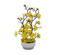 Bonsai artificiale a basso sforzo, per una bellezza costante in interni, resiste allo sbiadimento e mantiene la forma nel tempo (giallo)
