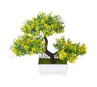 Bonsai artificiale a tre forchette di pino con modello di crescita strutturato per un linguaggio visivo coerente nei layout interni (giallo)