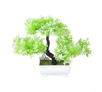 Bonsai artificiale a tre forchette di pino con schema di crescita strutturato per un linguaggio visivo coerente nei layout interni (bianco)