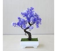 Bonsai artificiale in plastica, 24 cm, decorazione per la casa (viola)