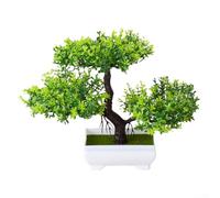 Bonsai artificiale piccolo albero in vaso, decorazione per casa, ufficio, scrivania, legno di pino realistico, bassa manutenzione, decorazione per interni di lunga durata (verde)