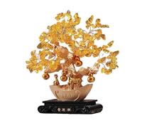 Bonsai di cristallo Citrino da tavolo con base, ornamento for albero della fortuna, ricchezza, prosperità, soggiorno, ufficio, artigianato Decorazione dell'albero di pietre preziose(Beige)