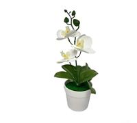 Bonsai di orchidea phalaenopsis artificiale, pianta in vaso in plastica per decorazione di casa e ufficio, elegante fiore finto con petali flessibili vari colori (bianco)