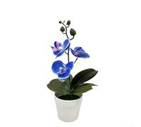 Bonsai di orchidea phalaenopsis artificiale, pianta realistica in plastica, pianta in vaso per soggiorno, ufficio, casa, decorazione per la casa, non necessita di manutenzione, cuore viola (blu)
