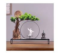 Bonsai Piccolo Albero di pino bonsai artificiale da 14,7 pollici, piante artificiali Decorazione di piante finte realistiche, piante finte con scultura di celebrità cinesi, for display desktop, decora