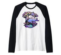 Bonsai Tree Cristalli di Quarzo Vaporwave Grafica Giapponese Maglia con Maniche Raglan