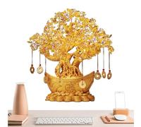 bonsai tree - crystal tree | trees | Money trees ornaments | Fortune Citrine Bonsai | Traditional Wealth Chinese Crystal Coin, Shiny Crystals for New Year, Home, Desk Shop