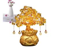 bonsai tree - crystal tree | trees | Money trees ornaments | Fortune Citrine Bonsai | Traditional Wealth Chinese Crystal Coin, Shiny Crystals for New Year, Home, Desk Shop