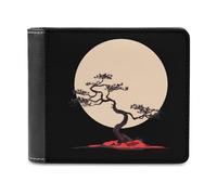 Bonsai Tree Japanese Rising Sun Portafoglio da uomo Bifold Slim Cash Card Holder Borsa in pelle, Stile:, Taglia unica
