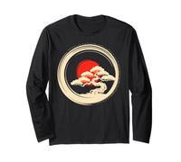 Bonsai Tree Samurai Art in Japanese Zen Buddhist Enso Circle Maglia a Manica