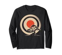 Bonsai Tree Samurai Art in Japanese Zen Buddhist Enso Circle Maglia a Manica