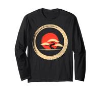 Bonsai Tree Samurai Art in Japanese Zen Buddhist Enso Circle Maglia a Manica