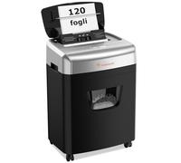 Bonsaii Distruggidocumenti da 120 fogli con alimentazione automatica, taglio a particelle P-4, estremamente silenzioso con 62 dB, contenitore da 23 litri e 4 ruote, trituratore a microtaglio