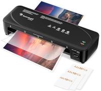 Bonsaii Plastificatrice A4 con tecnologia anti-blocco, include 50 pouches di fogli (A4/A5/A6), 2 temperature, laminazione rapida, L418-C