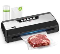 Bonsenkitchen Macchina Sottovuoto Alimenticon Taglierina Integrata e Vano Porta Sacchetti per Cottura Sous Vide e Preparazione Pasti | 4 Modalità | 1 Rotolo di Sacchetto e 5 Sacchetti, Nero