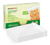 Bonsenkitchen Sacchetti Sottovuoto per Alimenti 100 Buste 15x25cm | Sacchetti Sottovuoto Goffrati per Conservazione e Cottura degli Alimenti e Bollibili, VB3204