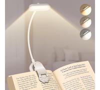 Bonsery lampada da lettura libro a clip, USB C lampada da lettura ricaricabile con 16 LED, 3 modalità di temperatura di colore & luminosità regolabile, 360° flessibile lampada da lettura (Bianco)