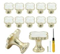 Bonsicoky 12 Pezzi Pomelli per Cassetti a Quattro Foglie, Pomelli per Armadio in Oro per Cucina, Armadio, Porta, Mobili Decorativi, Bianco