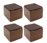 Bonsicoky 4 rialzi autoadesivi per mobili, letti, quadrati, resistenti, in acciaio al carbonio, per divani e tavoli, aggiungono 5,1 cm di altezza, con feltro, marrone