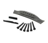 Bonsicoky Set ponte per chitarra acustica a 6 corde in palissandro con ponte, perni del ponte, perno terminale, sella e dadi (nero, stile 2)