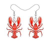 BONSNY Acilico Rosa Orecchini a Forma di Aragosta, Gioielli a Tema Spiaggia, Design degli Animali dell'Oceano, Regali per le Divertenti Novità Gioielli Per Donne Ragazze Primavera Estate Charms (Rosa)